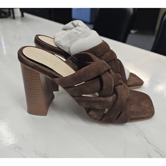 Journee Collection Womens Dorisa Brown Open Toe High Block Heel Size 6.5 NEW $65 - Picture 2 of 8